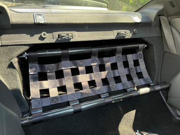 Rear seat delete fullkit V2 - Double strut bar, net and carpet for Mercedes Benz C63 AMG W204