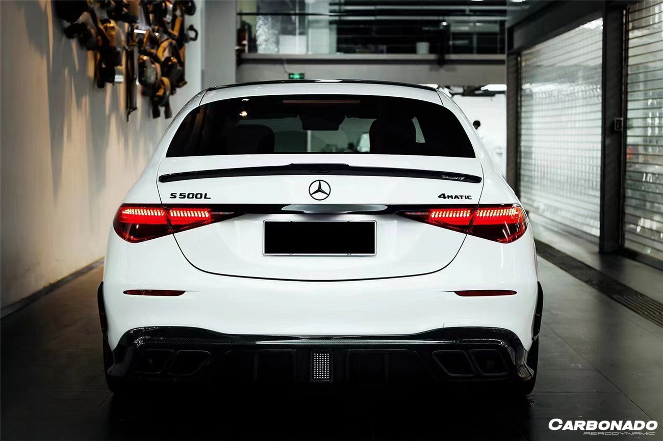 2021-UP Mercedes Benz S Class W223 4Matic Sedan MSY Style Rear Lip with LED Light And Exhaust tips