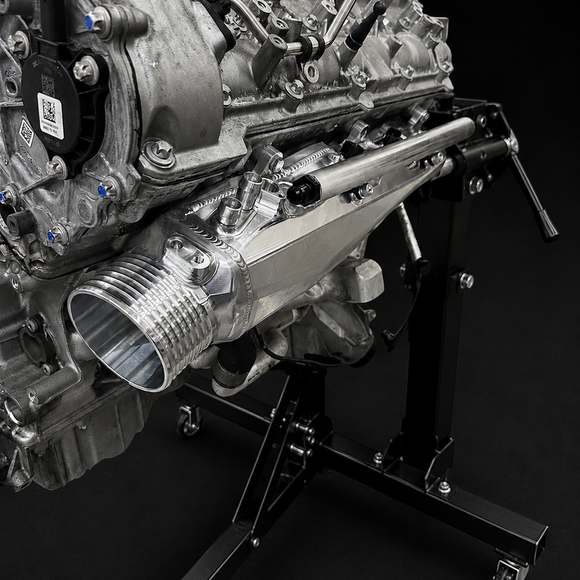 ModalWorks E63 M177 billet intake manifold installed on engine