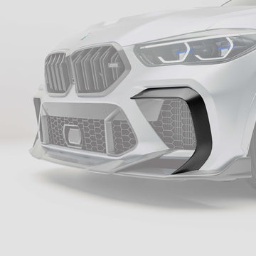 BMW X6M F96 PRE LCI Carbon Fiber Front Bumper Canards - 0