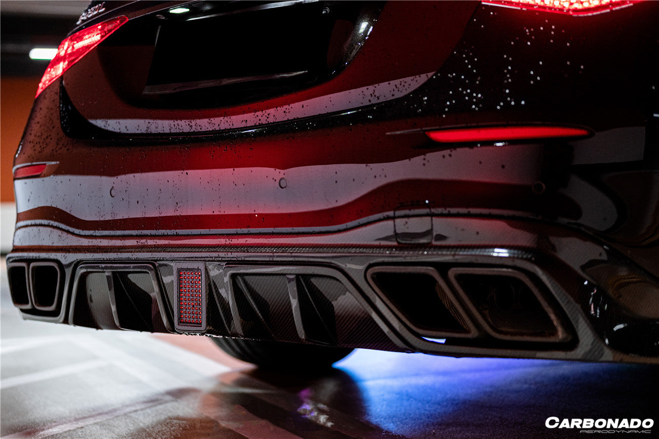 2021-UP Mercedes Benz S Class W223 4Matic Sedan MSY Style Rear Lip with LED Light And Exhaust tips - 0