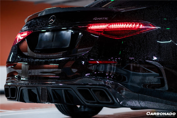 2021-UP Mercedes Benz S Class W223 4Matic Sedan MSY Style Rear Lip with LED Light And Exhaust tips