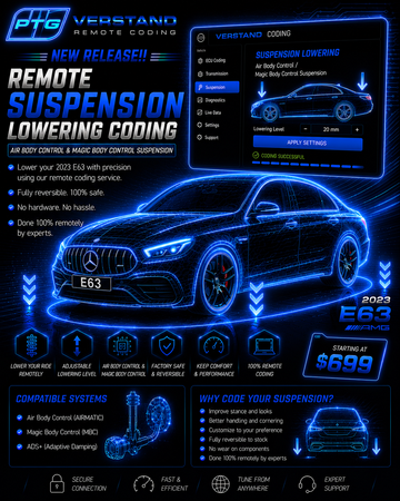 Mercedes-AMG E63 remote suspension lowering coding information