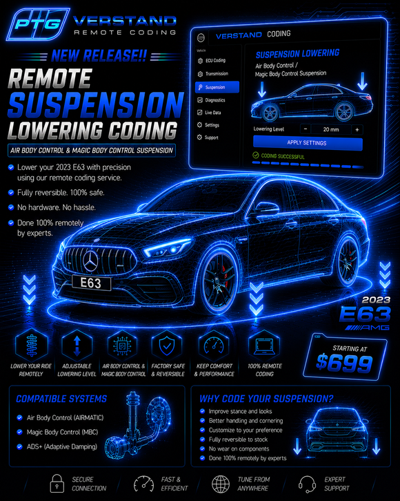 Mercedes-AMG E63 remote suspension lowering coding information