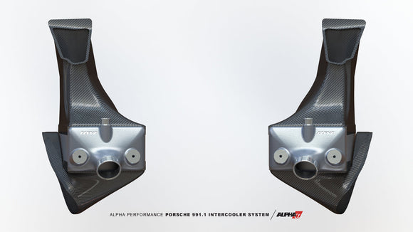 AMS Performance - ALPHA Porsche 991.1 Turbo / Turbo S Intercooler Kit With Carbon Fiber Shrouds