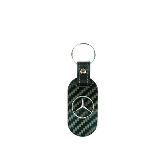 Fabspeed Mercedes Silver Star & Script Carbon Fiber Keyring