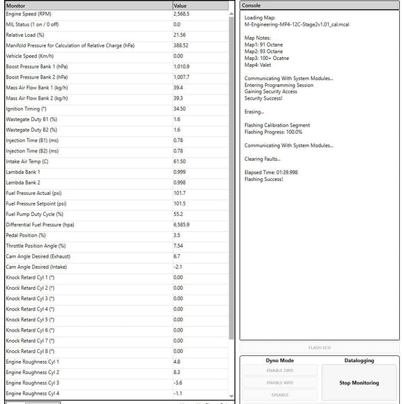 M-Tuner Live Map Switching Calibration Suite for McLaren M840T