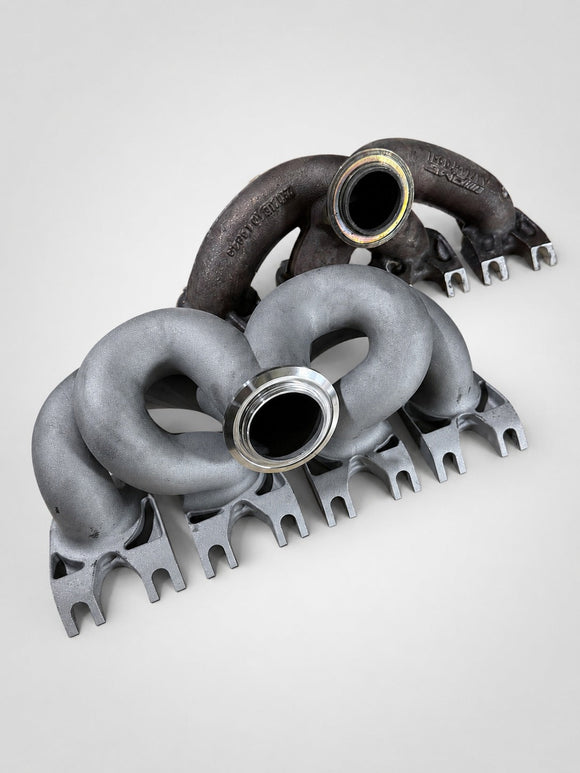 Top view of ModalWorks equal-length M177 runner layout versus the factory manifold