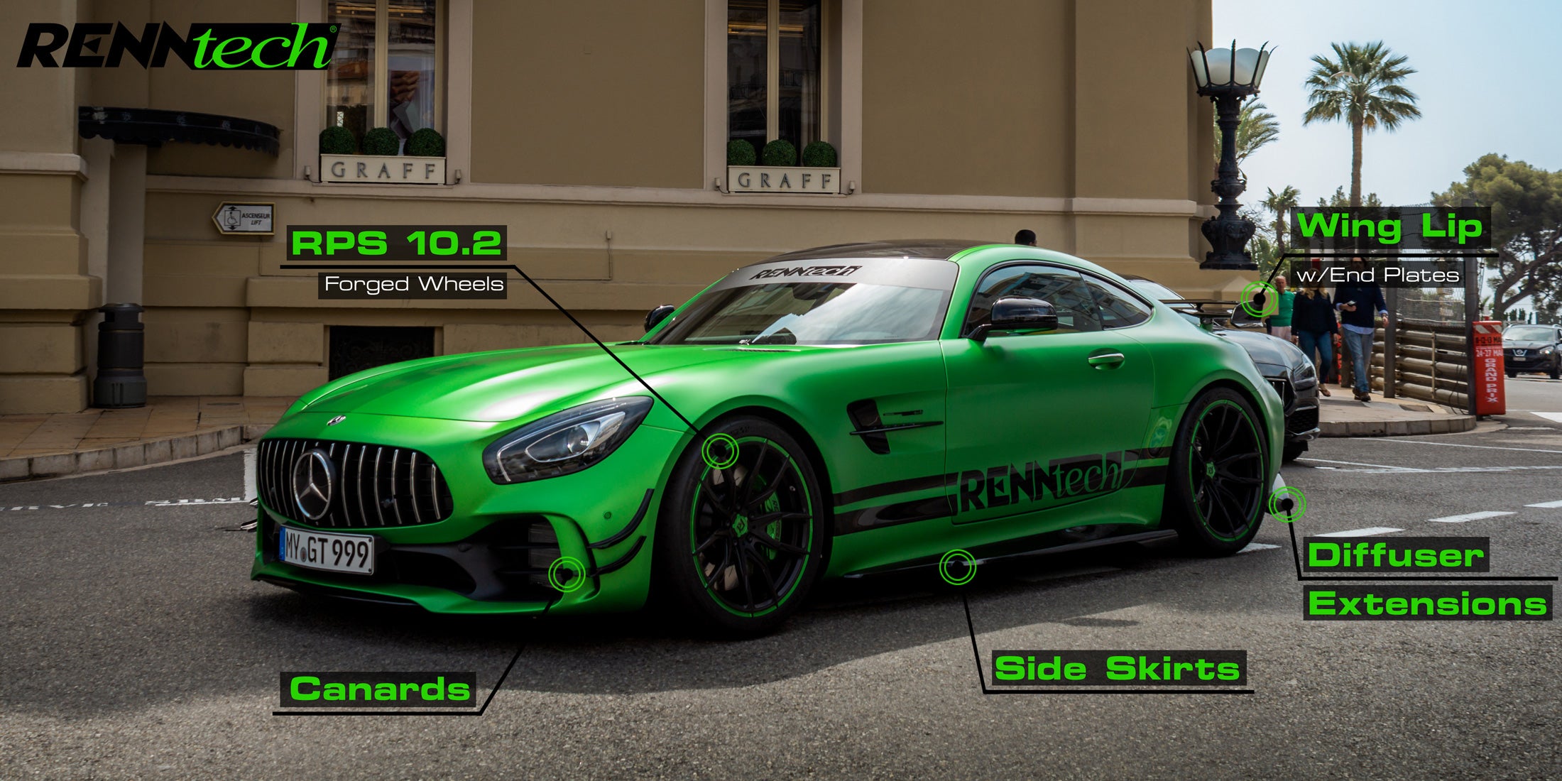 RENNtech | C190 | AMG GT R | Rear Diffuser Extensions | Carbon Fiber