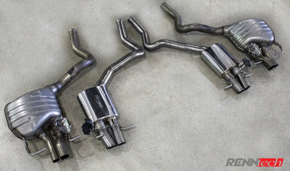 RENNtech W205 C63 C63 S sedan stainless steel sport mufflers with electronic valves - view 5