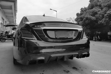 Carbonado 2017-2020 Mercedes Benz S63 W222 Sedan BRS Style Rear Diffuser w/ LED Light and Exhaust Tips - 0