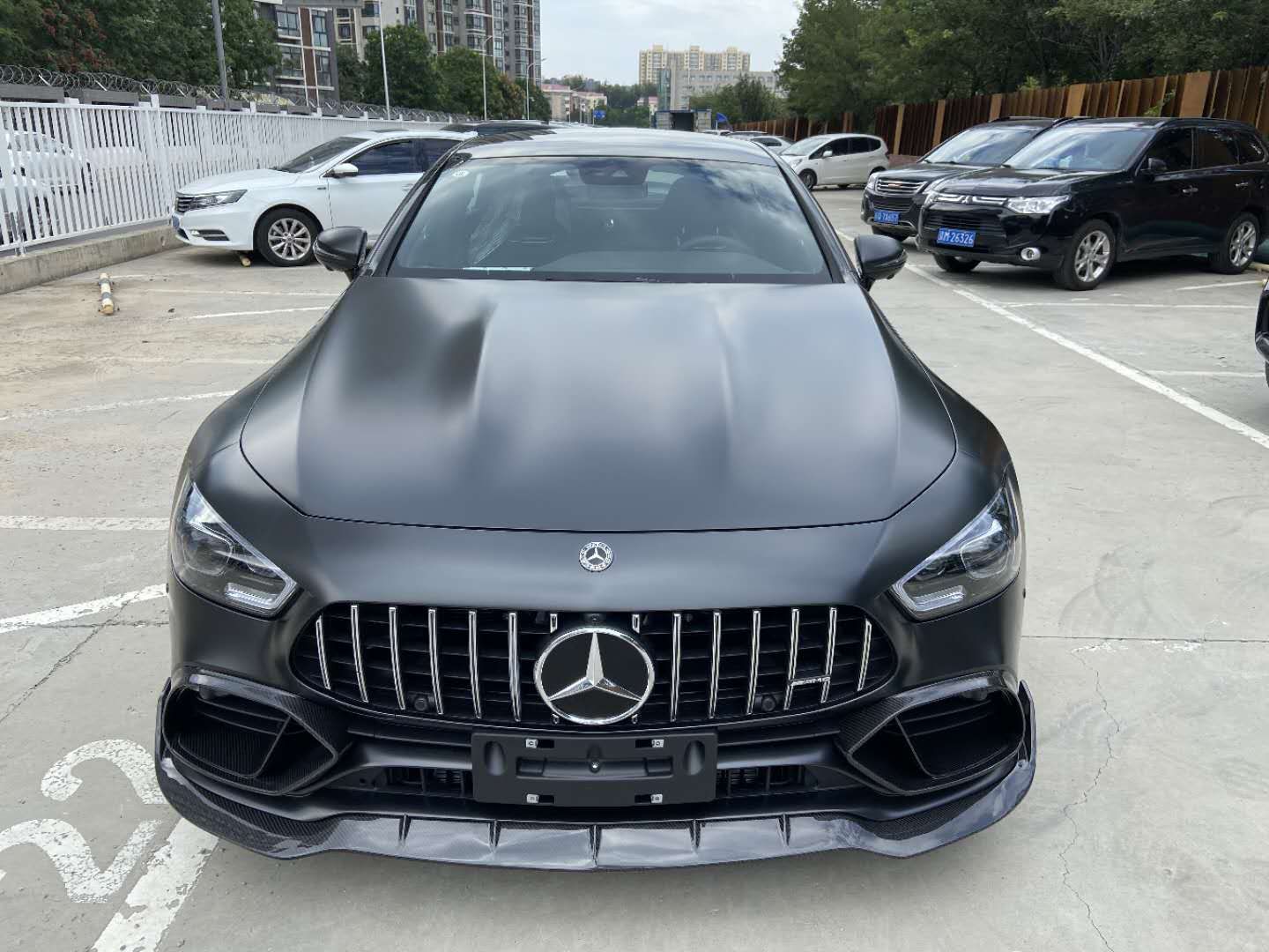 SD Carbon B Style Pre-preg Carbon Fiber Front Lip Splitter for Mercedes Benz AMG GT50 GT53 4 Door X290 2019-ON