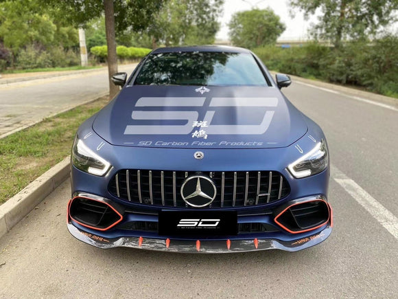SD Carbon B Style Pre-preg Carbon Fiber Front Lip Splitter for Mercedes Benz AMG GT50 GT53 4 Door X290 2019-ON