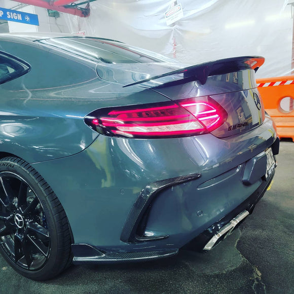 Aero Republic Carbon Fiber Rear Bumper Canards Valences Trim For W205 C300 C43 C63 AMG Coupe Sedan 2 Door 4 Door 2015-ON