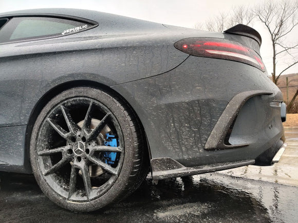 Aero Republic Carbon Fiber Rear Diffuser Side Valences Canards Trim for W205 C300 C43 C63 AMG Coupe 2 Door Sedan 4 Door