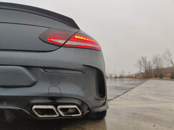 Aero Republic Carbon Fiber Rear Diffuser Side Valences Canards Trim for W205 C300 C43 C63 AMG Coupe 2 Door Sedan 4 Door