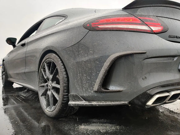Carbon Fiber Rear Bumper Canards For C Class Coupe / Sedan