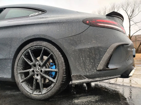 Carbon Fiber Rear Bumper Canards For C Class Coupe / Sedan