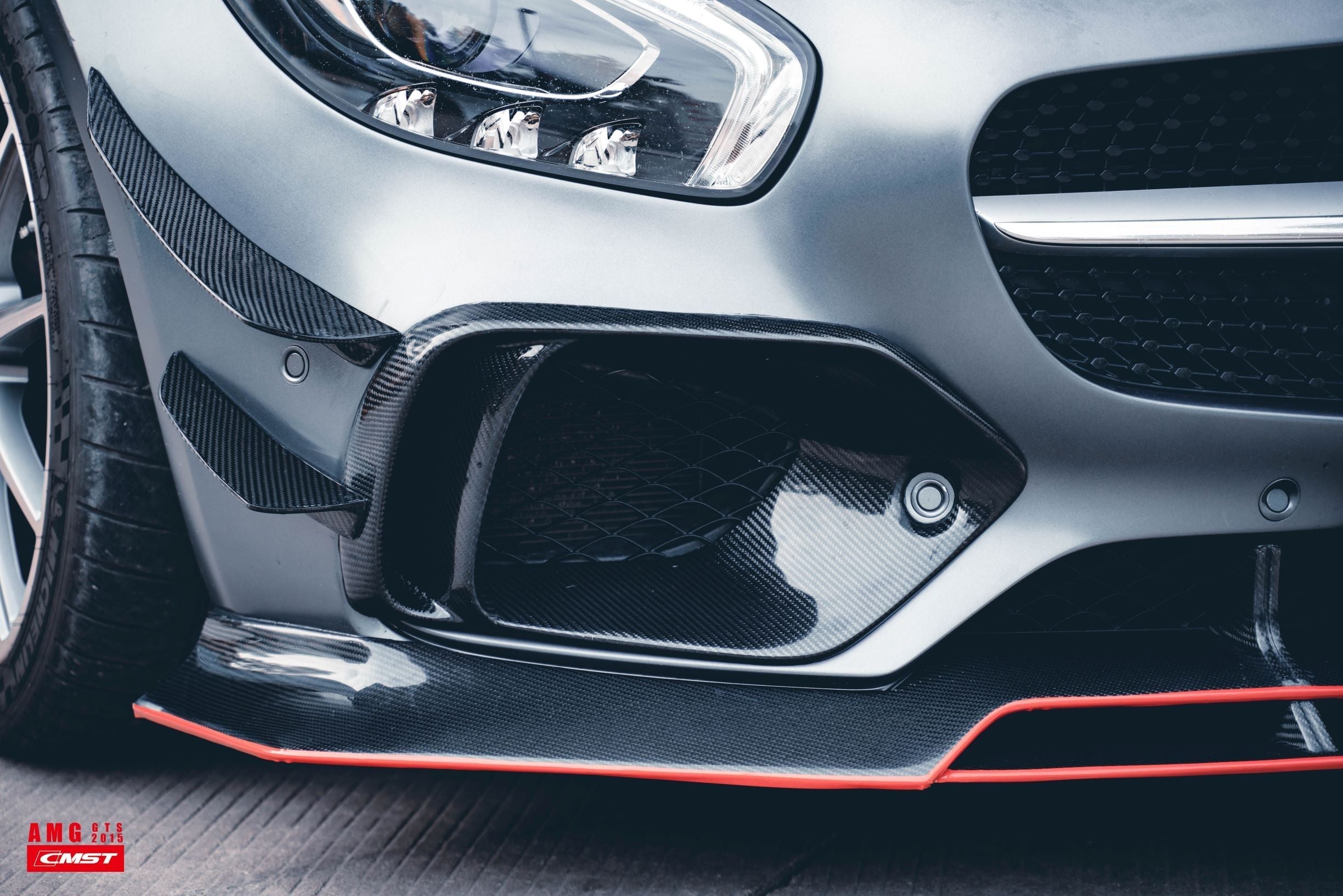 CMST Tuning Carbon Fiber Front Intake Vent Trim Cover for Mercedes Benz C190 AMG GT GTS 2015-2017-9
