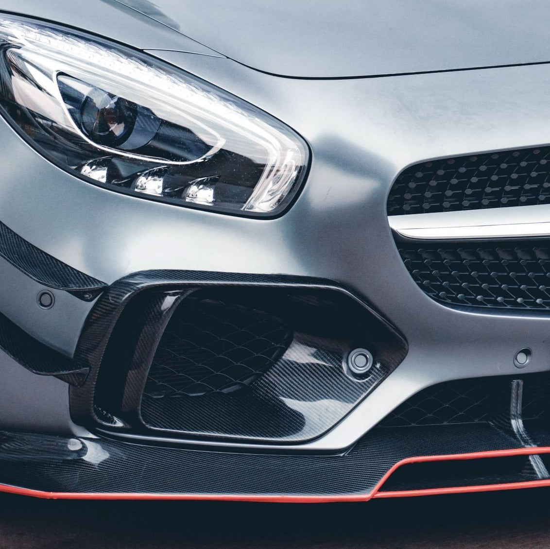 CMST Tuning Carbon Fiber Front Intake Vent Trim Cover for Mercedes Benz C190 AMG GT GTS 2015-2017-1