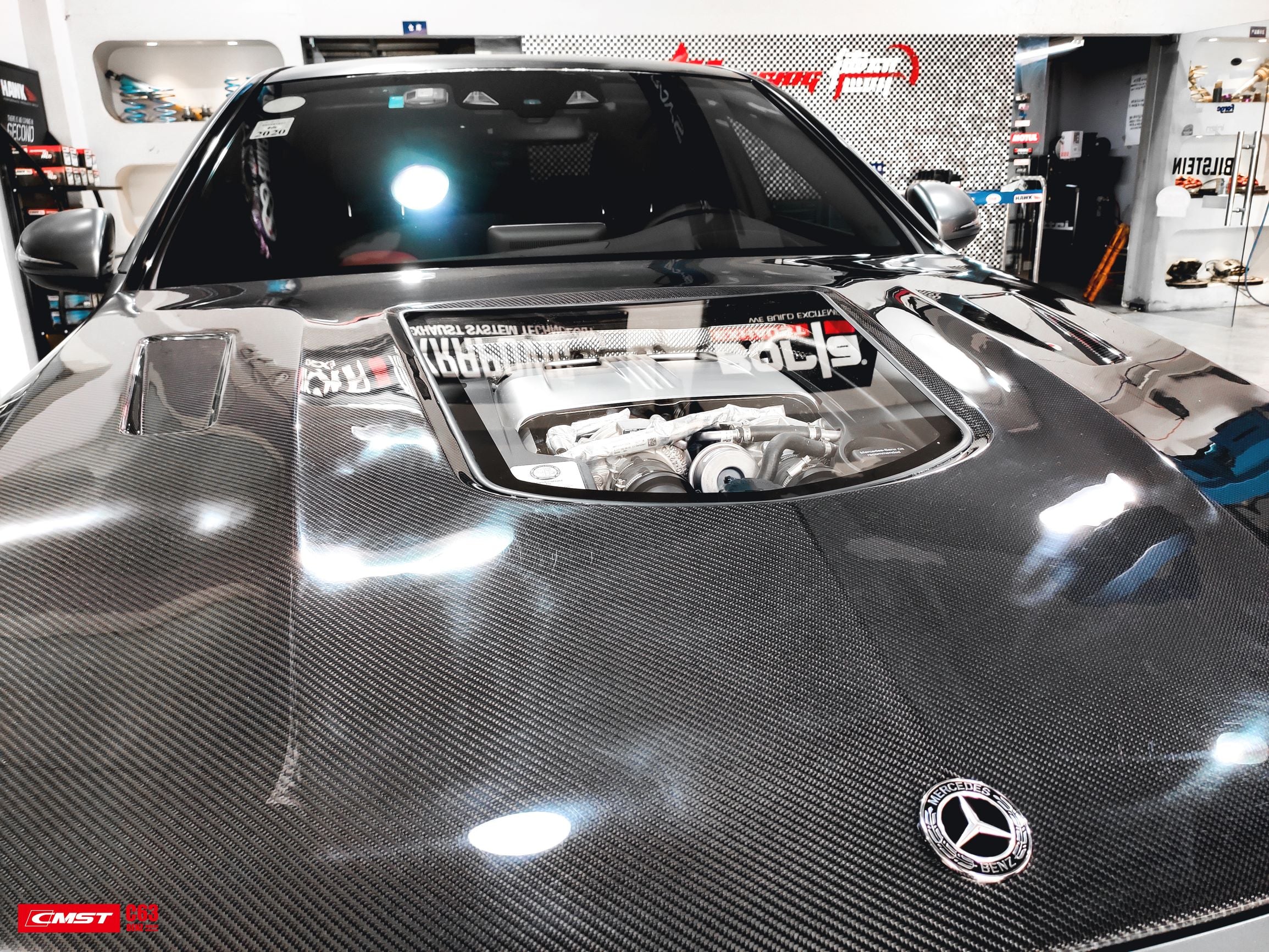 CMST Tuning Carbon Tempered Glass Transparent Hood For Mercedes Benz 2015-2020 AMG C63 Sedan Coupe 2 Door 4 Door-15