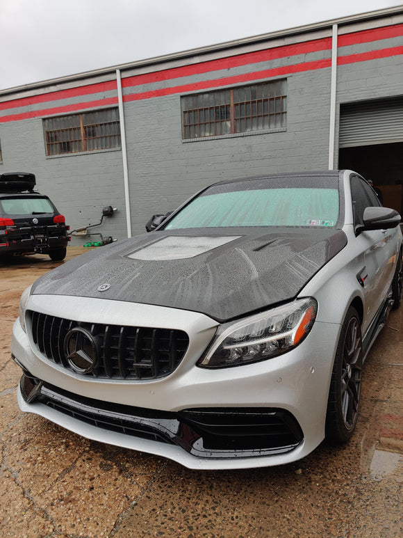 CMST Tuning Carbon Tempered Glass Transparent Hood For Mercedes Benz 2015-2020 AMG C63 Sedan Coupe 2 Door 4 Door
