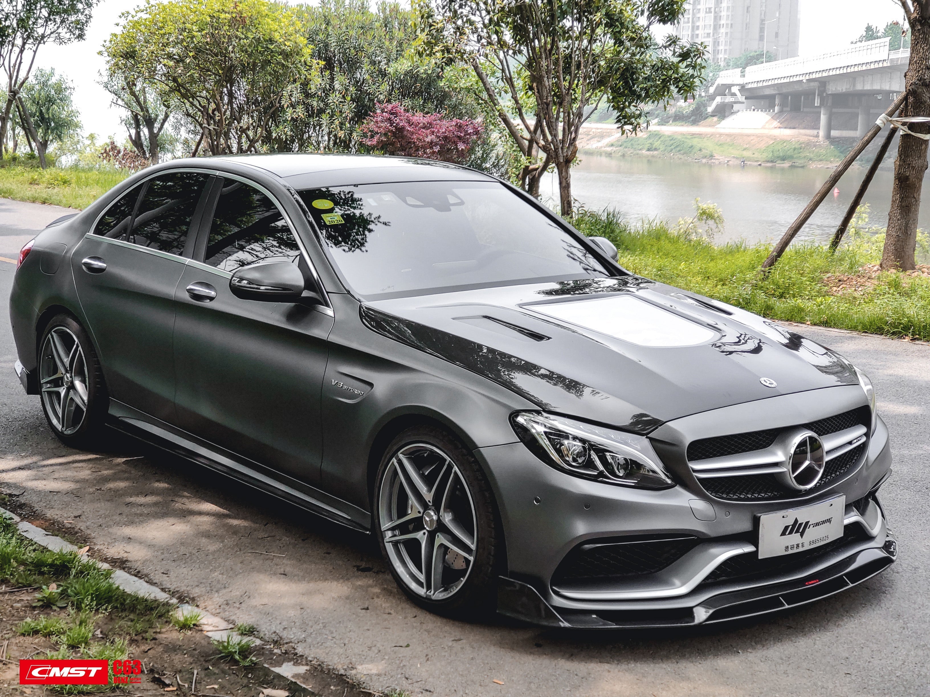 CMST Tuning Carbon Tempered Glass Transparent Hood For Mercedes Benz 2015-2020 AMG C63 Sedan Coupe 2 Door 4 Door