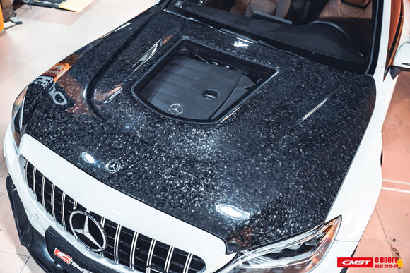 CMST Tuning Carbon Tempered Glass Transparent Hood For Mercedes Benz 2015-2020 W205 Sedan C300 C43 C Coupe 2 Door 4 Door Ver.2