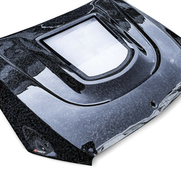 CMST Tuning Carbon Tempered Glass Transparent Hood For Mercedes Benz 2015-2020 W205 Sedan C300 C43 C Coupe 2 Door 4 Door Ver.2