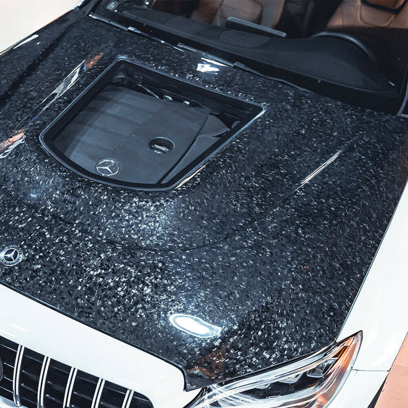 CMST Tuning Carbon Tempered Glass Transparent Hood For Mercedes Benz 2015-2020 W205 Sedan C300 C43 C Coupe 2 Door 4 Door Ver.2