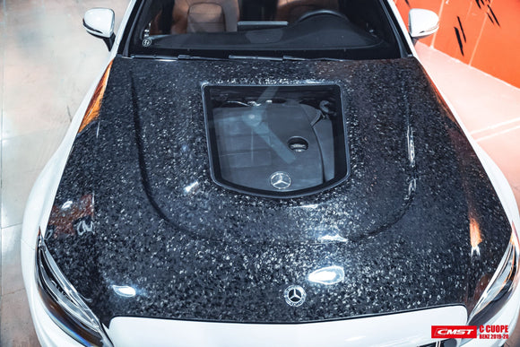 CMST Tuning Carbon Tempered Glass Transparent Hood For Mercedes Benz 2015-2020 W205 Sedan C300 C43 C Coupe 2 Door 4 Door Ver.2