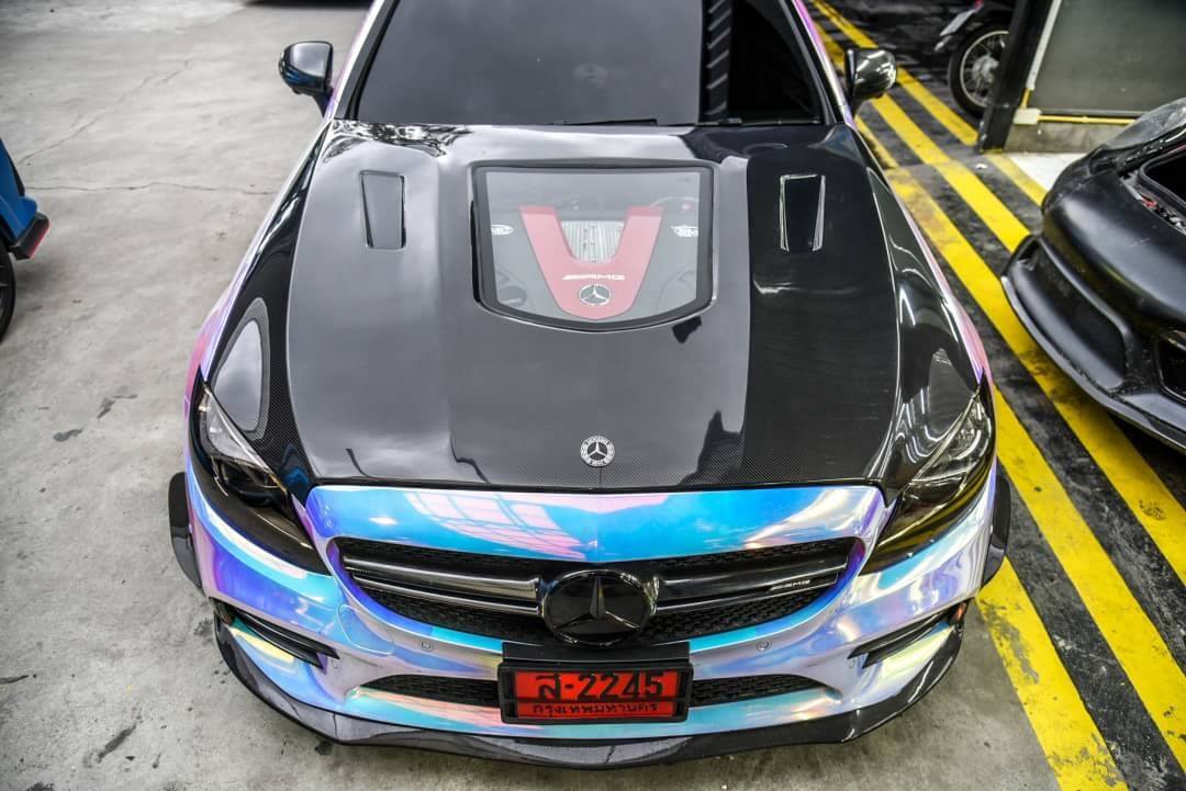 CMST Tuning Carbon Tempered Glass Transparent Hood For Mercedes Benz 2015-2020 W205 C300 C43 Sedan Coupe 2 Door 4 Door Ver.1-12