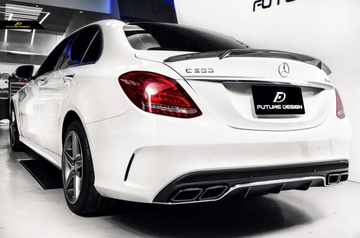 Future Design Carbon 2015-ON Carbon Fiber Rear Spoiler B Style for Mercedes Benz W205 C300 C43 C63 AMG Coupe 2 Door Sedan 4 Door - 0