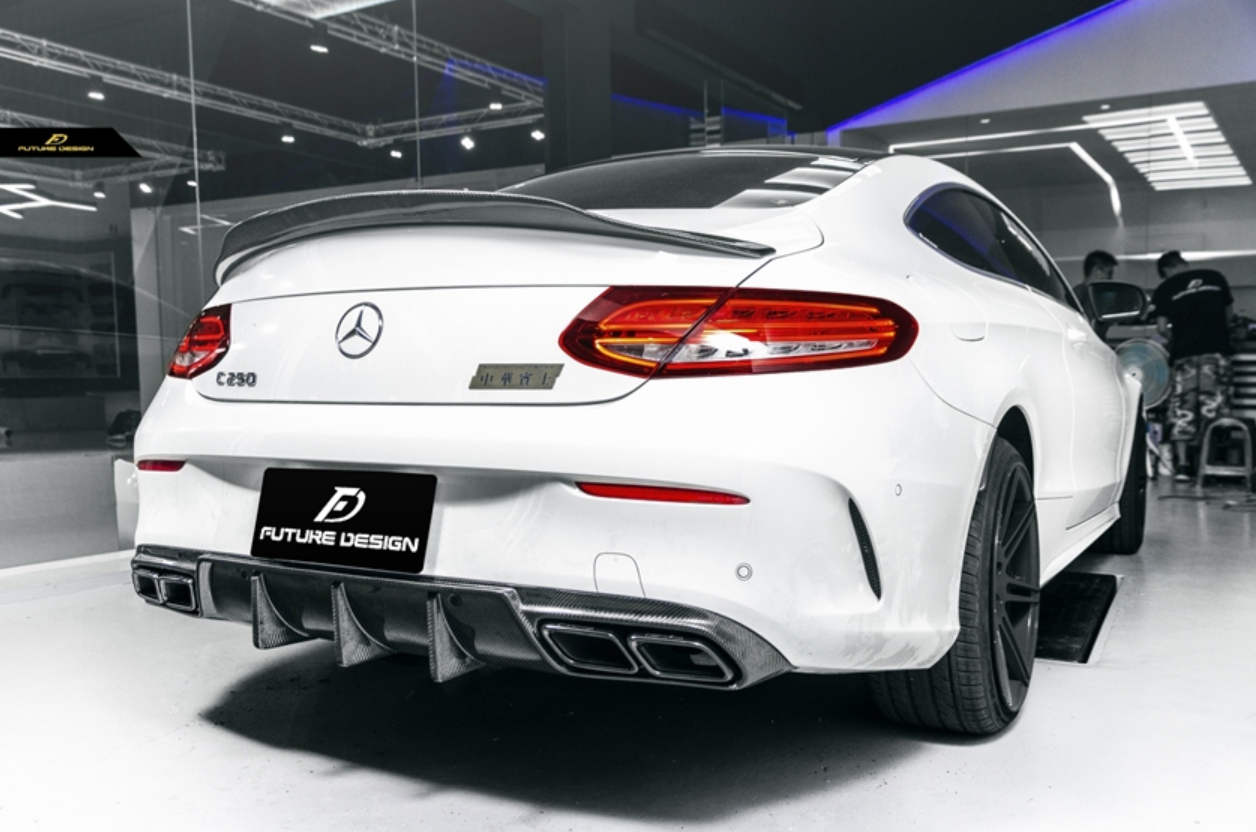 Future Design Carbon 2015-ON Carbon Fiber Rear Spoiler P Style for Mercedes Benz W205 C300 C43 C63 AMG Coupe 2 Door Sedan 4 Door-12