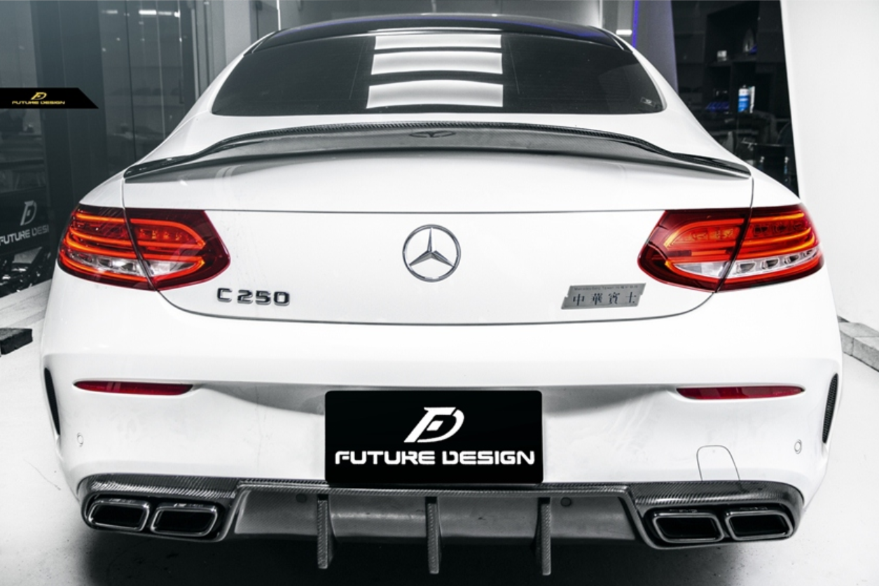 Future Design Carbon 2015-ON Carbon Fiber Rear Spoiler P Style for Mercedes Benz W205 C300 C43 C63 AMG Coupe 2 Door Sedan 4 Door-16