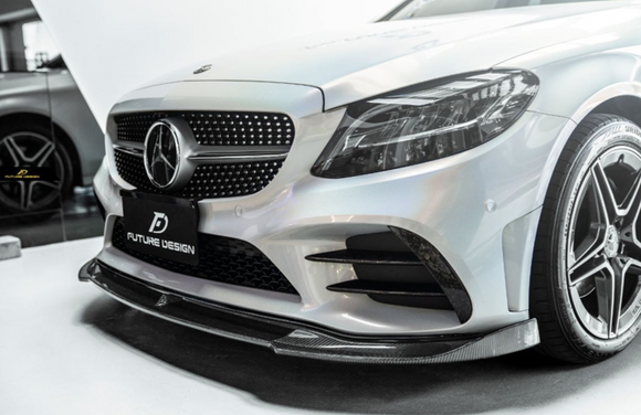 Future Design Carbon Carbon Fiber Front Lip FD GT for W205 C300 2019-ON 2 Door Coupe 4 Door Sedan