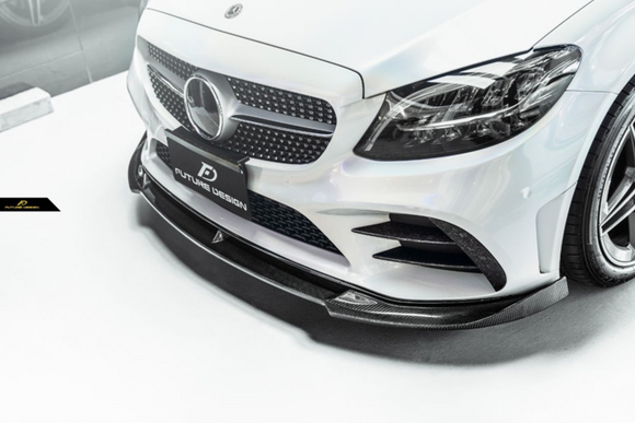 Future Design Carbon Carbon Fiber Front Lip FD GT for W205 C300 2019-ON 2 Door Coupe 4 Door Sedan