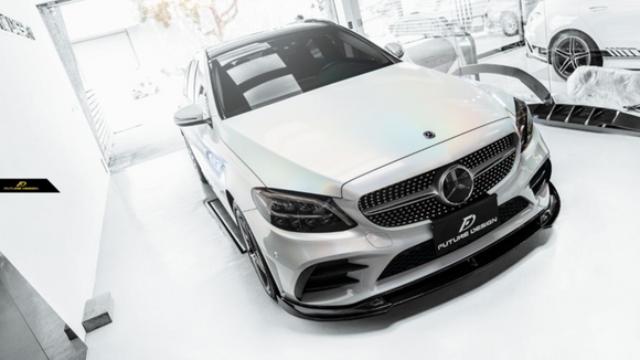 Future Design Carbon Carbon Fiber Front Lip FD GT for W205 C300 2019-ON 2 Door Coupe 4 Door Sedan