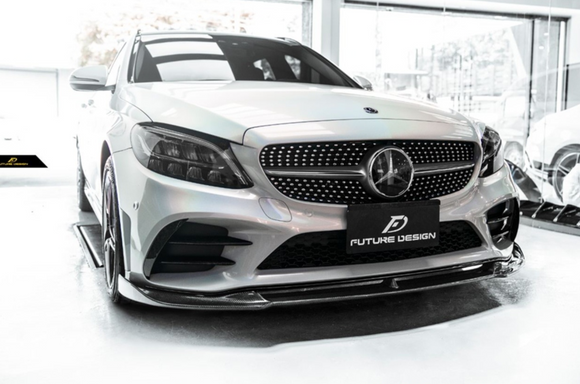 Future Design Carbon Carbon Fiber Front Lip FD GT for W205 C300 2019-ON 2 Door Coupe 4 Door Sedan