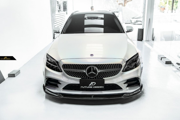 Future Design Carbon Carbon Fiber Front Lip FD GT for W205 C300 2019-ON 2 Door Coupe 4 Door Sedan