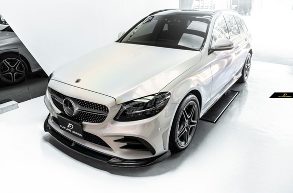 Future Design Carbon Carbon Fiber Front Lip FD GT for W205 C300 2019-ON 2 Door Coupe 4 Door Sedan