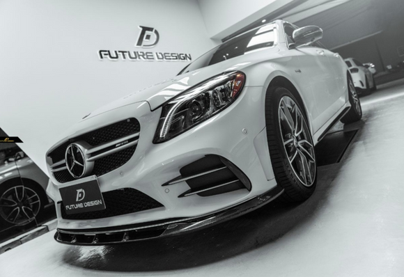 Future Design Carbon Carbon Fiber Front Lip FD Style for Mercedes Benz W205 C300 with Sport Package 2019-ON