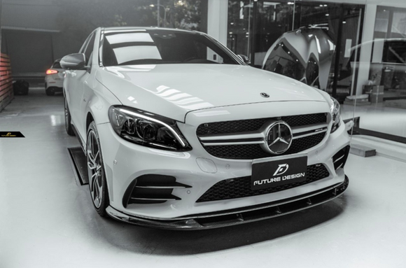 Future Design Carbon Carbon Fiber Front Lip FD Style for Mercedes Benz W205 C300 with Sport Package 2019-ON