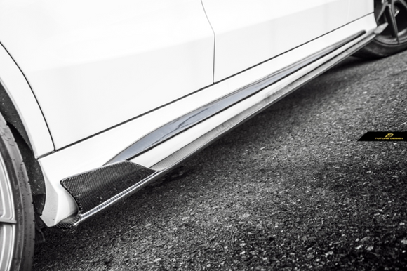 Future Design Carbon Fiber Side Skirts GT Style for Mercedes Benz W205 2015-ON C300 C43 C63 AMG Coupe 2 Door Sedan 4 Door