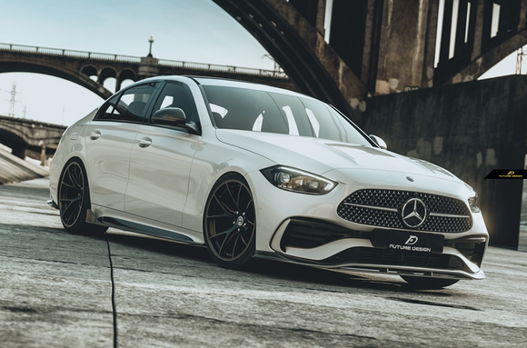 Future Design FD V2 Carbon Fiber FRONT LIP for W206 C300 with AMG Package Sedan 2021-ON