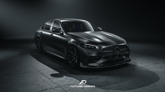 Future Design Carbon Fiber FD FRONT LIP (3 Pcs)  for W206 C300 with AMG Package Sedan 2021-ON