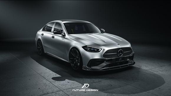 Future Design Carbon Fiber FD FRONT LIP (3 Pcs)  for W206 C300 with AMG Package Sedan 2021-ON
