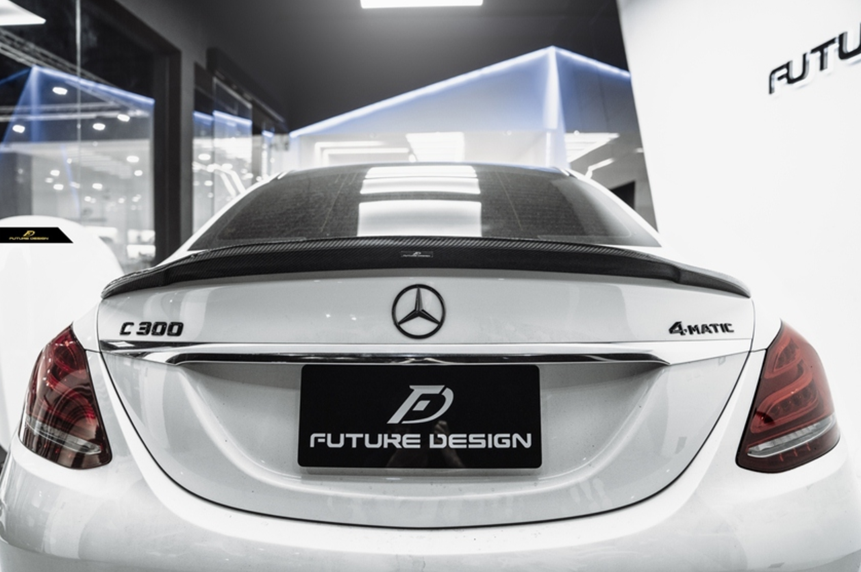 Future Design Carbon Fiber Rear Spoiler FD GT Style for Benz W205 2015-2020 C300 C43 C63 AMG Sedan 4 Door-3