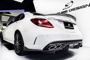 Future Design Carbon 2015-ON Carbon Fiber Rear Spoiler P Style for Mercedes Benz W205 C300 C43 C63 AMG Coupe 2 Door Sedan 4 Door - 0