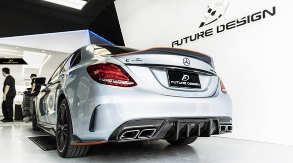 Future Design Carbon FD GT2 Carbon Fiber Rear Diffuser for W205 C300 C43 C63 AMG Package 2015-ON